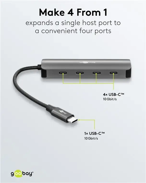 USB‑хаб GOOBAY 76565 Slim — 4 порта USB‑C Photo 5