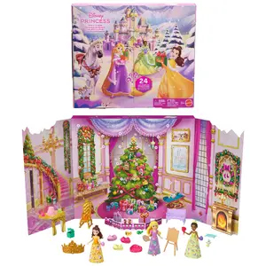 Adventa kalendārs MATTEL Disney Princess 24 dienas ar 3 mazām lellēm 3 draudzenēm 22 aksesuāri 3–9 gadi daudzkrāsains plastmasa