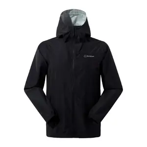 Vīriešu ūdensnecaurlaidīga lietus jaka Berghaus Deluge Pro 3.0, izm. M, melna, ar kapuci, poliestera, 340 g