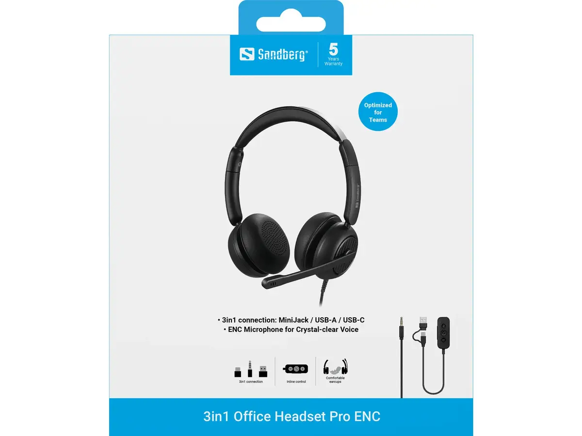 Проводная гарнитура Sandberg 3in1 Office Headset Pro ENC Photo 3