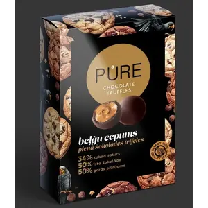 Шоколадные трюфели pure chocolate PURE 148 г с бельгийской начинкой из печенья и крема