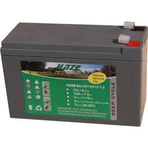 Aizvērts GEL svina-skābes akumulators HAZE HZY-EV12-7.5 12V 7.5Ah UPS un rezerves barošanai