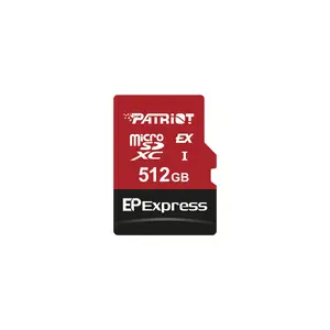 MicroSDXC memory card PATRIOT PEF512GEPEXMCX 512 GB UHS-I U3 V30 Class 10, read 800 MB/s, write 600 MB/s, write-protect switch