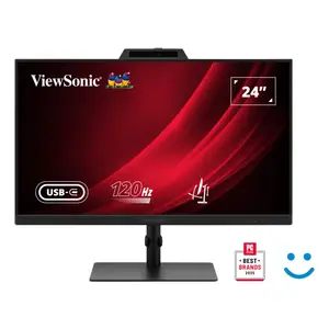 Monitors VIEWSONIC VG2441V 24" (61 cm) LED Full HD 1920×1080, 5 MP kamera, USB-A un USB-C, melns, pagriežams