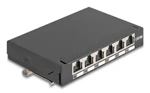 Patch panel DELOCK Mini Desktop RJ45 6-port Cat.6A shielded, metal, black, 80×22×125 mm