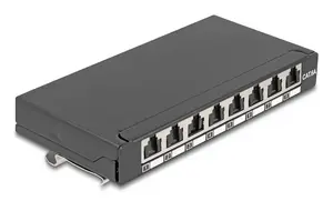 Patch panel DELOCK Mini Desktop RJ45 8-port Cat.6A shielded black for table, wall or DIN rail