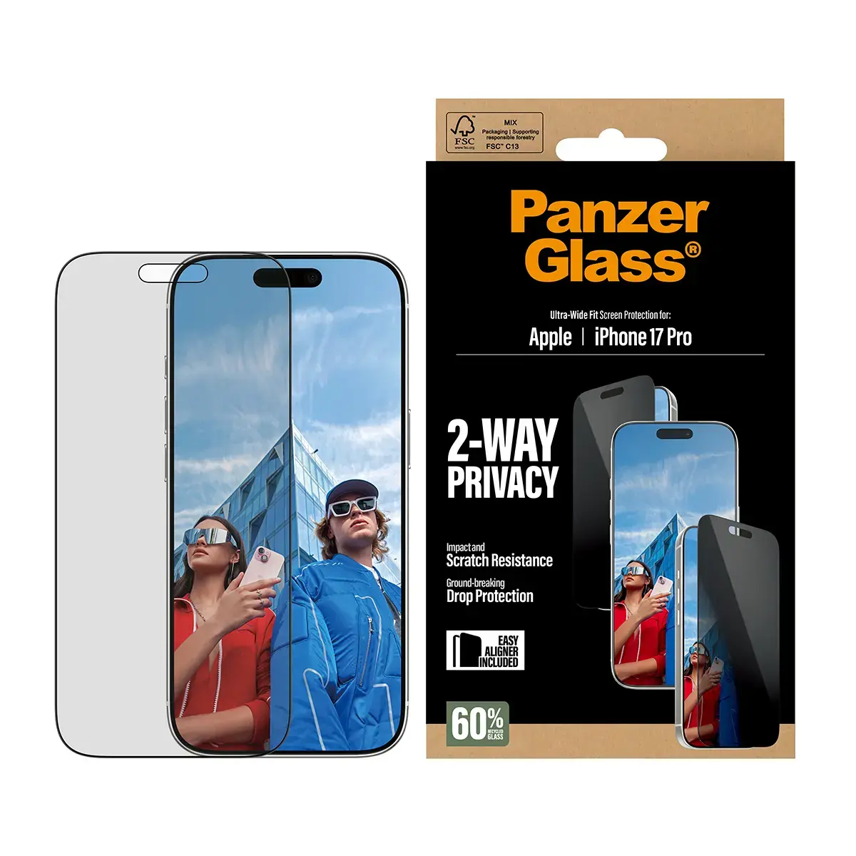 PanzerGlass 2-Way Privacy защитное стекло для iPhone 17 Pro Photo 2