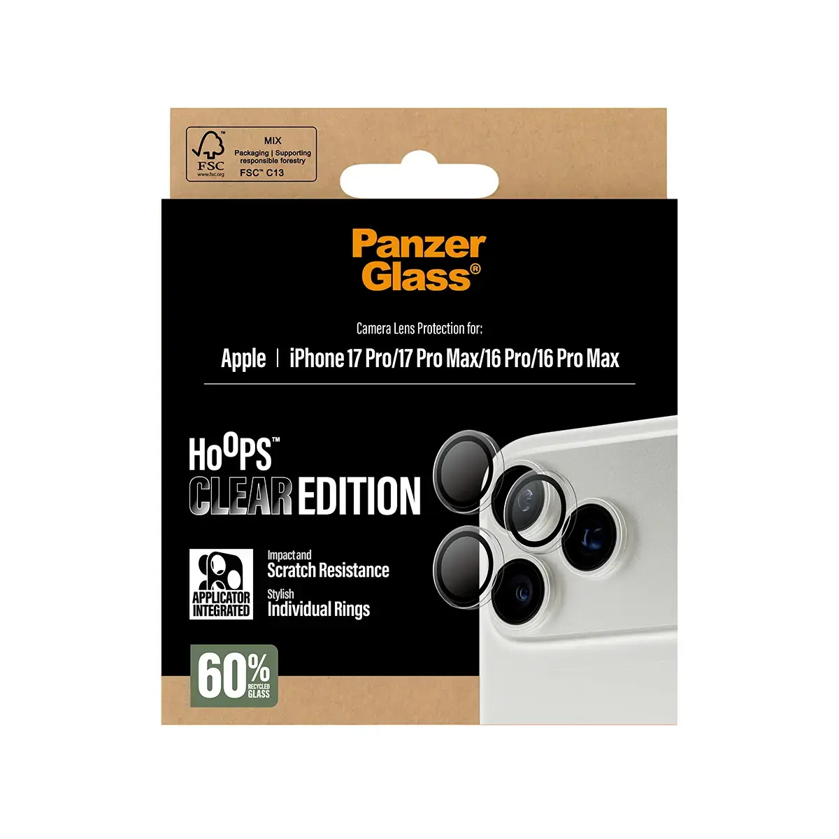 PanzerGlass Hoops защитное стекло для камер iPhone 17/16 Pro Photo 3