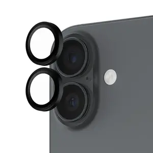 Защитное стекло для камеры PanzerGlass Hoops чёрное для iPhone 17, iPhone 16, iPhone 16 Plus — закалённое стекло и силикон, устойчиво к царапинам и ударам