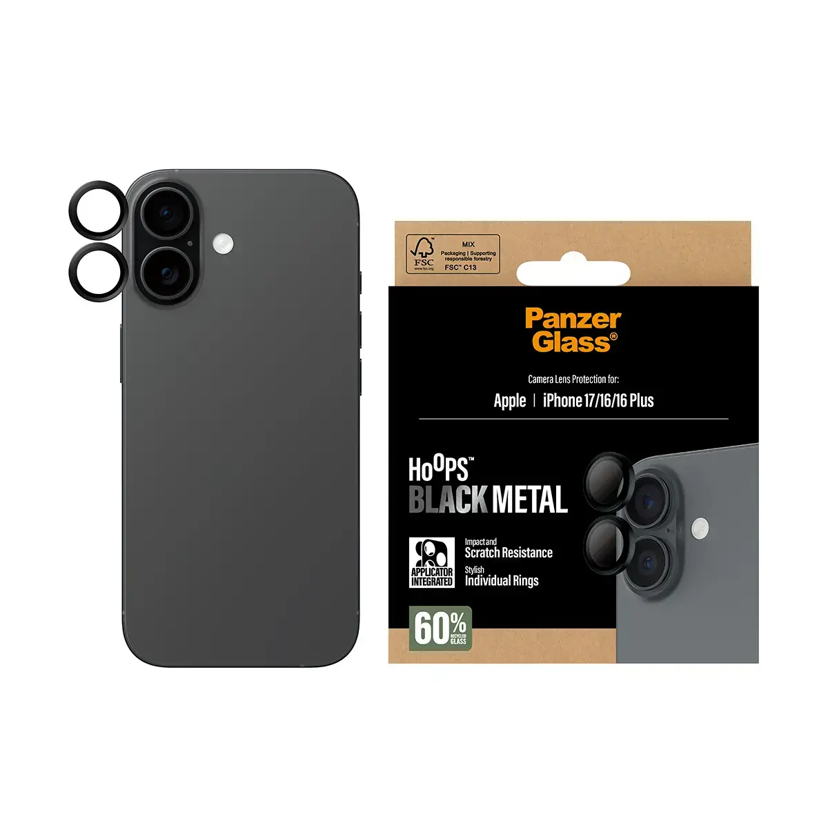 PanzerGlass Hoops Защита камеры чёрная — iPhone 17/16/16 Plus Photo 2