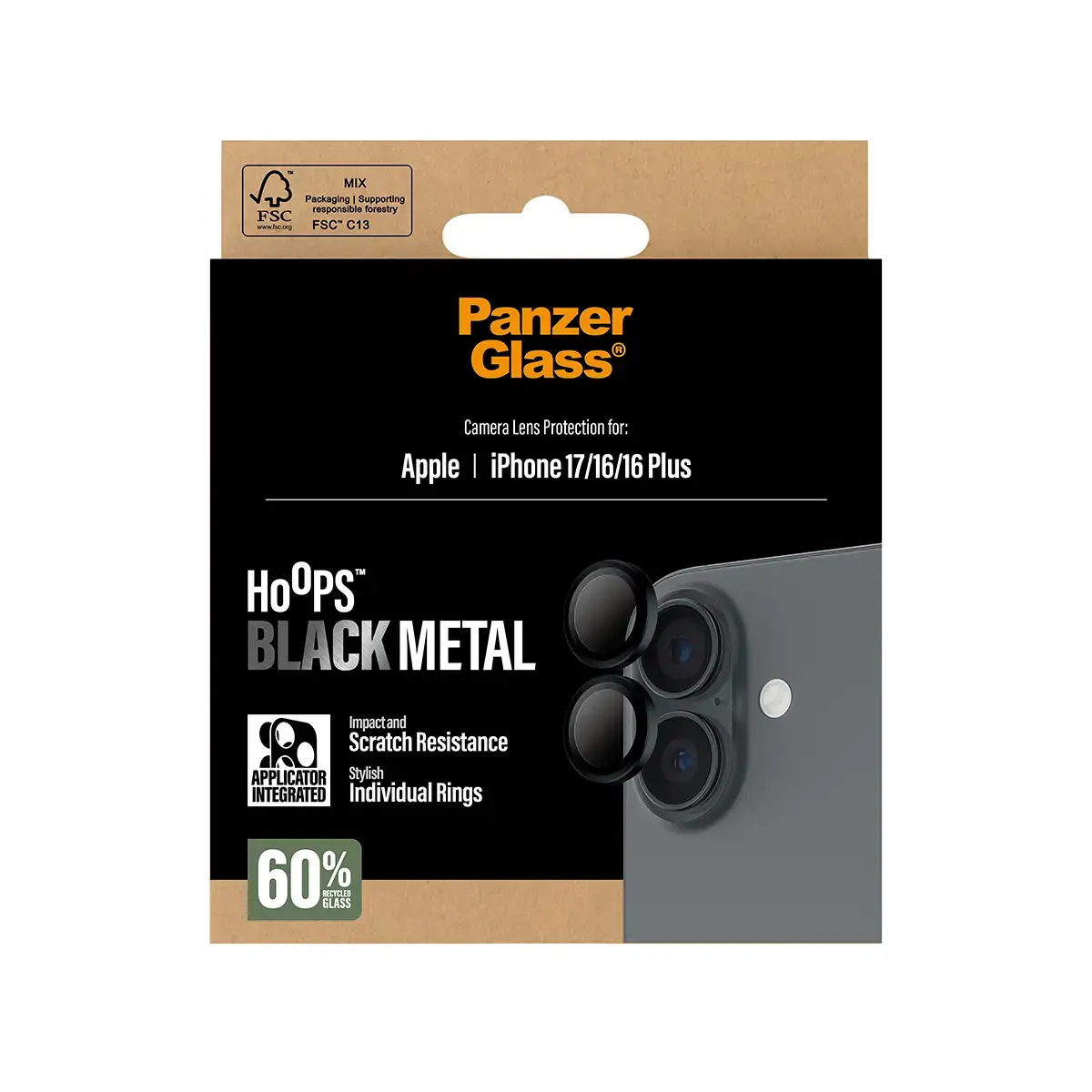 PanzerGlass Hoops Защита камеры чёрная — iPhone 17/16/16 Plus Photo 3