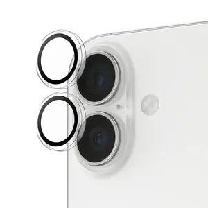 Защитное стекло для камеры PanzerGlass Hoops прозрачное для iPhone 17 / iPhone 16 / iPhone 16 Plus, закалённое стекло, силикон, устойчиво к царапинам и ударам