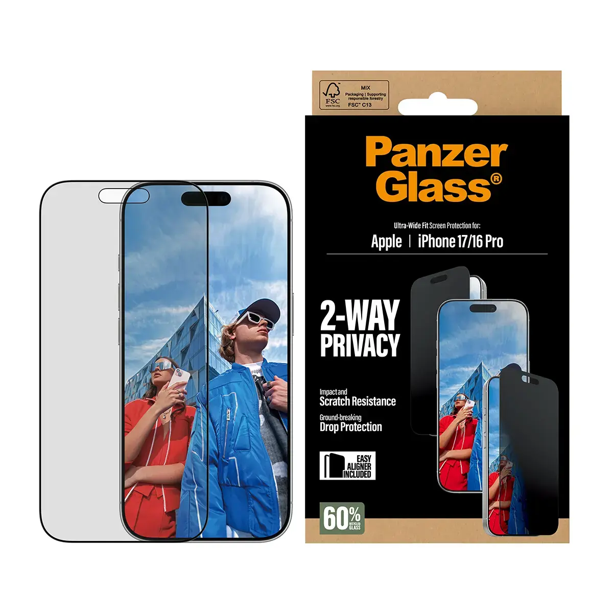 PanzerGlass 2-Way Privacy защитное стекло — iPhone 17 / 16 Pro Photo 2