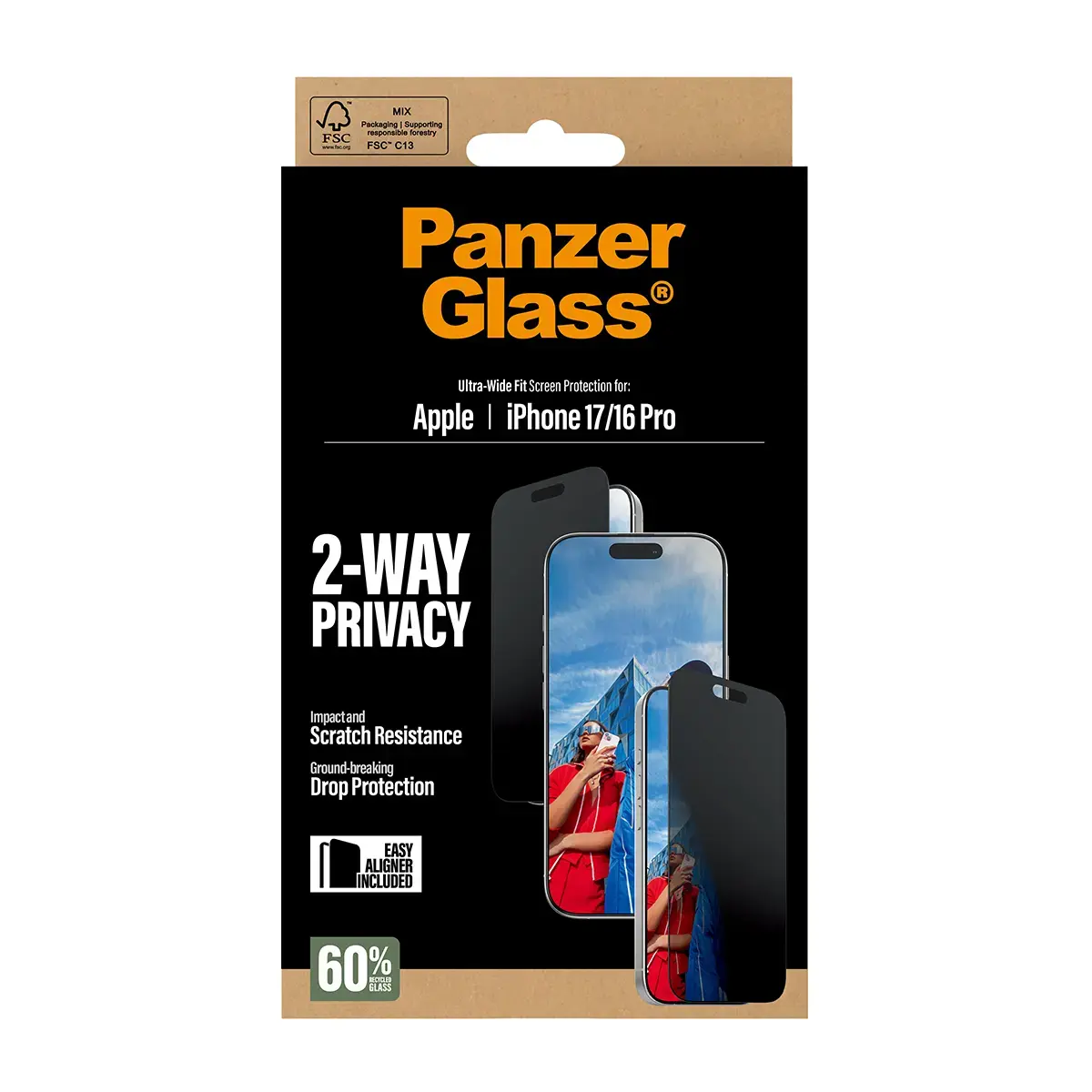 PanzerGlass 2-Way Privacy защитное стекло — iPhone 17 / 16 Pro Photo 3
