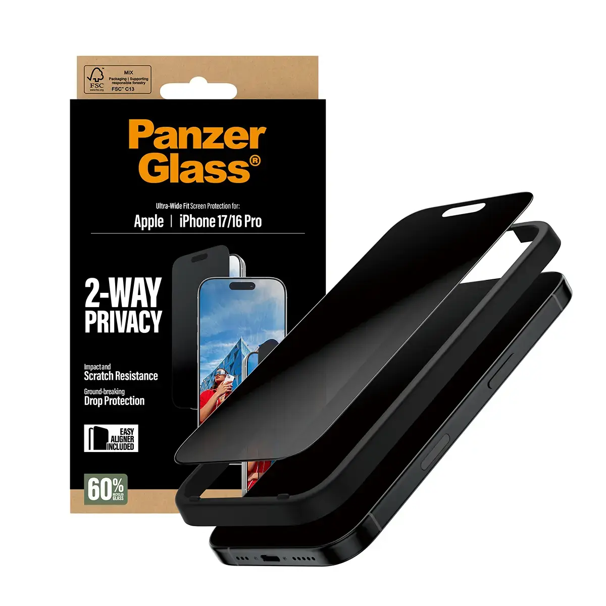 PanzerGlass 2-Way Privacy защитное стекло — iPhone 17 / 16 Pro Photo 6