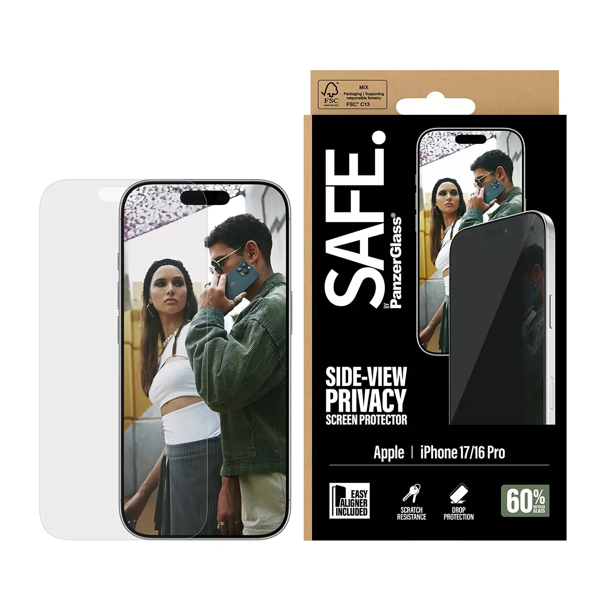 PanzerGlass SAFE — защитное стекло приватности для iPhone 17/16 Pro Photo 2