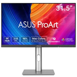 Профессиональный компьютерный монитор ASUS ProArt PA32QCV 31.5 Дюйма 6K Ultra HD IPS ЖК 6016 x 3384 Пикселей Встроенные динамики USB-концентратор Серебристый