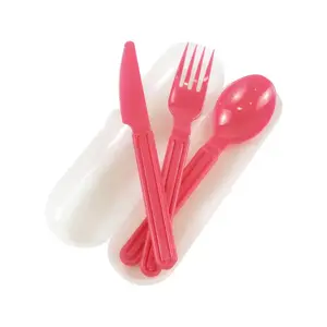 Cutlery set gio'style Foody assorted transparent blue green pink - lightweight reusable utensils for outdoor and home use