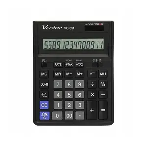 Kalkulators VECTOR Vector KAV VC-554X — galda 14 ciparu, 153×199 mm, melns