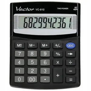 Kalkulators VECTOR VC-810 — galda kalkulators, 8 ciparu LCD ekrāns, melns
