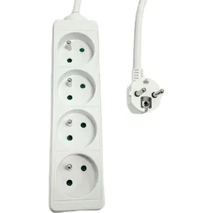 Power strip MicroConnect MC-PS040300FRW — 4-way French type, surge-free design, mains power distribution