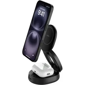 2-in-1 Wireless Charger Belkin Boost Charge WIZ035kqBK — Adjustable Qi-compatible stand for phone and earbuds