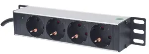 INTELLINET 10" 1U stiepļu skapis PDU ar 4 Type F (CEE 7/3) kontaktligzdām, vads 1,8 m, 250 V, 15 A