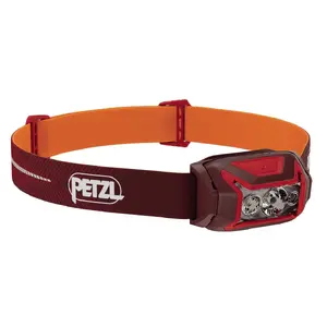 Galvas lampa Petzl Actik Core — LED 100 lm, iebūvēta 1250 mAh USB uzlādējama baterija, IPX4, sarkana