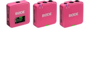 Bezvadu mikrofons RODE Wireless GO III Pink — kompakta divkanālu raidītāja un uztvērēja sistēma