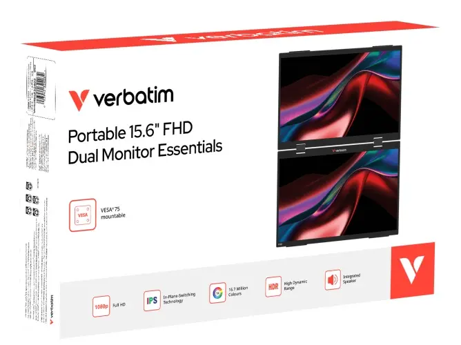 Verbatim 15.6" FHD Dual Monitor Essentials portatīvais monitors Photo 7