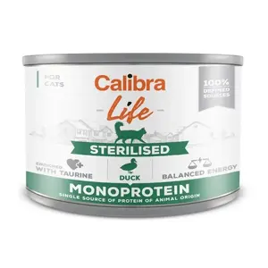 Влажный корм для кошек Calibra Cat Life Sterilised Утка 200 г — паштет для стерилизованных взрослых кошек, монопротеиновый