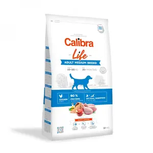 Сухой корм для собак Calibra Life Adult Medium Chicken 12 кг — полнорационный корм для взрослых средних собак, 24% белка, 15% жира