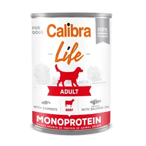 Консервы для взрослых собак Calibra Adult говядина с морковью 400 г, полнорационный корм, белок 9.5%, жир 7.5%