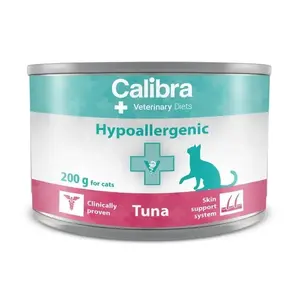 Влажный корм для кошек Calibra VD Cat Hypoallergenic Tuna 200 г, ветеринарный полнорационный корм, без злаков, без глютена и сои