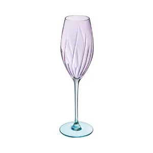 Šampanieša glāze Cristal d'Arques SWIRLY SPRING 21 cl — augstums 23,5 cm, diametrs 6,9 cm, komplekts 4 gab., violeta kristāla