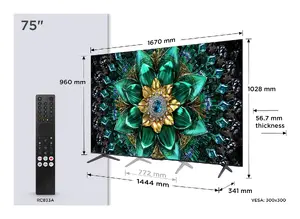 Televizors TCL 75Q6C 75 collas 4K Ultra HD Smart TV QD-Mini LED Plakana Wi-Fi Metālisks