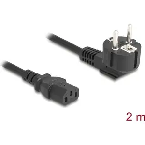 Power cable DELOCK 81567 CEE 7/7 (ST) 90° to IEC C13, 2 m, 3x1.00 mm