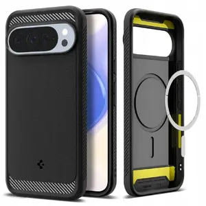 Protective phone case Spigen Rugged Armor Mag for Google Pixel 10 Pro — matte black, MagSafe-compatible design