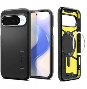 Protective phone case Spigen Tough Armor Mag for Google Pixel 10 Pro, black, MagSafe-compatible, dual-layer protection