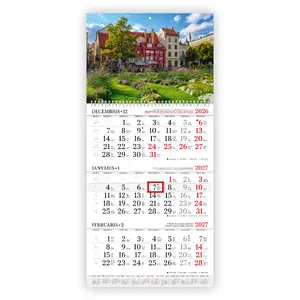 Wall calendar mobile serviss Wall Calendar Standard 2026 Two-Part Metal Spiral 365 Latvian Blue Pages
