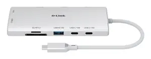 D-Link 10-в-1 USB-C хаб DUP-A01 — USB 3.2 Gen 1 Type-C хост, гигабитный Ethernet, SD/MicroSD, HDMI до 3860×2160@60 Гц