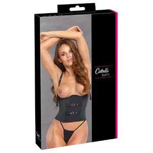 Corset open cup Cottelli Collection 26115201051, black, XL, underwire, adjustable buckle straps, hook back