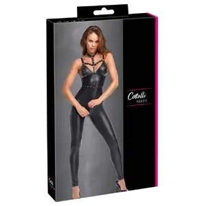 Jumpsuit harness Cottelli Collection 27308471031, matte stretch catsuit with removable strap harness, size M