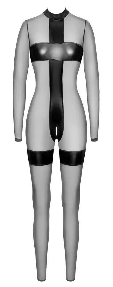 Noir crotchless transparent jumpsuit bodysuit M Photo 8