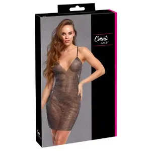 Мини-платье cottelli collection Sparkly Dress модель 27192746111 размер S/M, черная сетка, стразы, регулируемые бретели