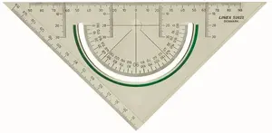 Ģeometriska 45° trijstūra lineāls Linex S2622, SAN caurspīdīgs, mala 22,5 cm, biezums 2 mm