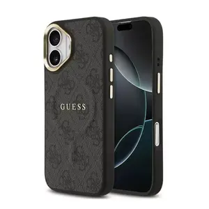 Guess PU Leather Case with Gold Frame and MagSafe for Apple iPhone 17, Black