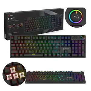 Gaming keyboard SAVIO STYX BROWN — mechanical Outemu Brown, QZERTY US International, RGB, USB, full-size 104 keys, black