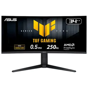 ASUS TUF Gaming VG34WQML5A izliekts datora monitors 34 collu UltraWide Quad HD 3440 x 1440 Fast-VA LED 250Hz Melns