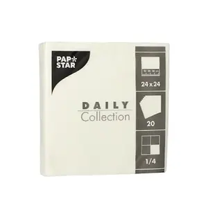 Papīra salvetes Papstar DAILY COLLECTION 20 gab. 24 x 24 cm balta, 1/4 salocījums, FSC® sertificētas, kompostējamas